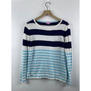 Lilly Pulitzer Women's Medium Cotton Breton Stripe Knit Beachy Nautical Sweater